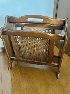 KARIMOKU カリモク　木製 ラタン家具 マガジンラック スリッパラック