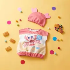 [80～90cm]おやつなりきり帽子付きベスト かにぱん