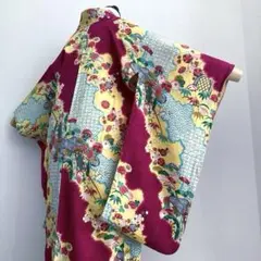 アンティーク着物　金駒刺繍・地紋・広襟・しつけ付　卒業式　袴　正絹　No3-33