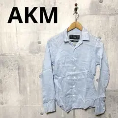 AKM エーケーエム メンズ 長袖リネンシャツ S ブルー