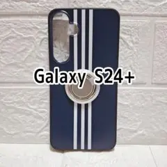 スマホケース Galaxy S24+ リング 車載ホルダー対応 ブルー ネイビー