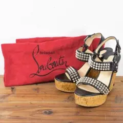 高級 Christian Louboutin スタッズ スパイク ウエッジ
