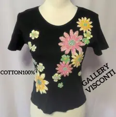 GALLERY VISCONTI♡花柄スパンコール付き半袖Tシャツす