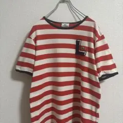 LACOSTE 赤白ストライプ Tシャツ サイズ4