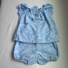 夏服　水色 花柄 90サイズ セットアップ