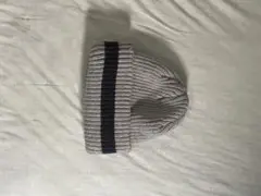 グレー ニット帽 黒ストライプ