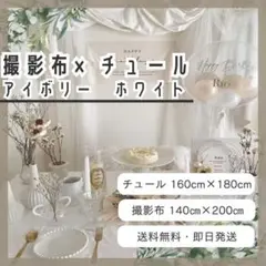 セット商品　チュール　白　背景布　アイボリー　おうちスタジオ　撮影用　誕生日 1