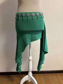 ベリーダンス用チェーンベルト(花束、グリーン)