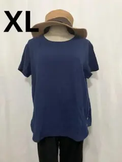 ネイビー 半袖Tシャツ サイドポケット付き新品XL