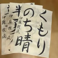 書道作品 くもりのち晴れ みずべ半夏生　六枚
