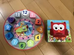 J'adore 木のおもちゃ、時計とキューブパズル
