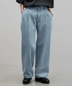 【美品　L】WYM LIDNM Tuck Wide Loose デニムパンツ