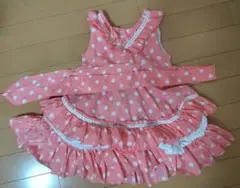 キッズ　100サイズ　水玉　ピンク　ドレス