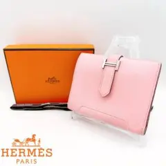 HERMES エルメス べアンコンパクト シェブルミゾル 財布 ローズサクラ