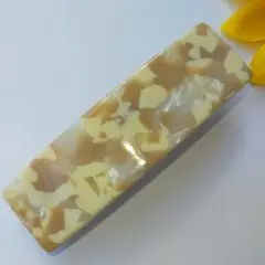イエロー/ブラウン四角形バレッタ　8.3cm/2.3cm　アセテート　NO.86