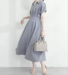 スキッパー衿フレア袖ワンピース　natural couture