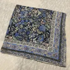 3-9☆80sビンテージ　LIBERTY ボタニカルモチーフ　シルクスカーフ