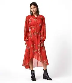 ALLSAINTS ペチコート付き 花 鳥 シアー ドレス ワンピース