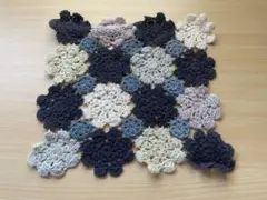 【ハンドメイド】花モチーフ コットンレース編みマット 約30cm
