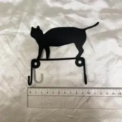 猫のシルエット フック ブラック