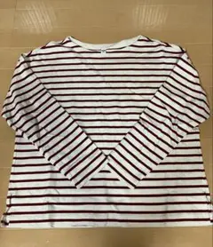 UNIQLO 長袖Tシャツ M 白/赤ストライプ　449874