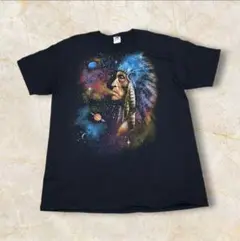 【FRUIT OF THE LOOM アートTシャツ インディアン 宇宙 XL】