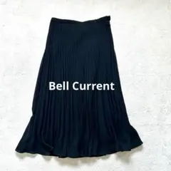 【Bell Current】 L プリーツロングスカート フレア　ブラック　夏