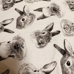 もふもふ　デッサン調　かわいい　うさぎ柄　プリント生地　カバー