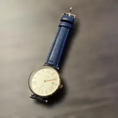 【247】青いレザー風のクォーツ腕時計