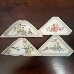 中国 小皿 陶磁器 粉彩 変わり皿 景徳鎮 廣彩