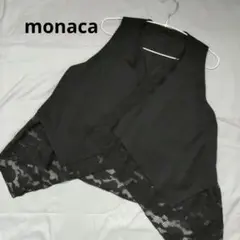 【美品】monaca レース　ジレ　ベスト　黒　М 日本製