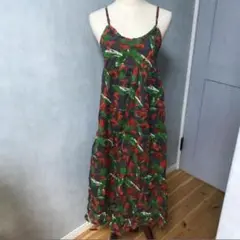 【新品タグ付き】インド綿キャミワンピース花柄ワンピースロングワンピース グレー