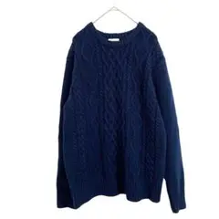 GU ジーユー【M】メンズ ニット セーター 厚手 紺