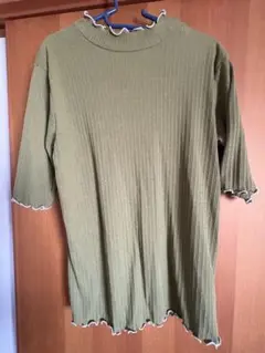 オリーブグリーン 五分袖 Tシャツ L
