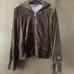 PUMA ベロアフードパーカー ブラウン　美品