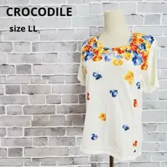 クロコダイル　CROCODILE 半袖花柄Tシャツ 【LL】大きいサイズa753