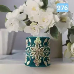 再販✨人気リボン！インド刺繍リボン　ポニーフック　グリーン