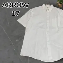 【訳あり特価】ARROW 半袖シャツ ボタンダウン ホワイト 17 アメリカ製