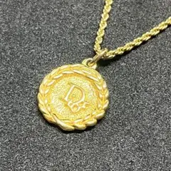 【極美品】クリスチャンディオール ネックレス サークル コイン ロゴ ビンテージ