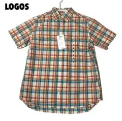 新品 タグ付 LOGOS ロゴス チェック 半袖シャツ S