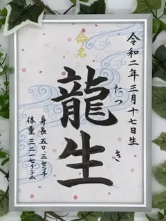 フレーム付き手書き命名書A4判　オーダー2