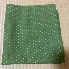 【最終値下げ】ハンドメイド　リバーシブル　綿麻生地　ドット　チェック　グリーン