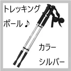 トレッキングポール 軽量アルミ製 三段式伸縮シャフト シルバー