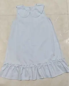 水色 フリル付きワンピース