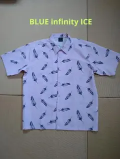 BLUE infinity ICE 羽根模様 半袖シャツ ピンクLサイズ