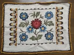 東欧　ヴィンテージ　リネン　刺繍　クッションカバー