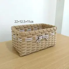 【No.102】バスケット　かご　小物入れ　クラフトバンド　ブラウン