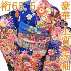 振袖 着物 金彩加工 金駒刺繍 銀通し 裄65.5 S~M 中古 sn262