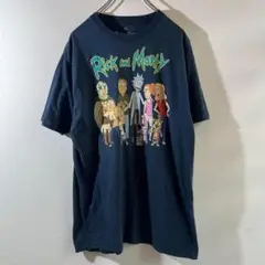 T-80 Rick and Morty キャラクターTシャツ Lサイズ ネイビー