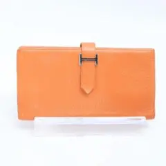 【良品】エルメス 長財布 ベアン 二つ折り スフレ オレンジ